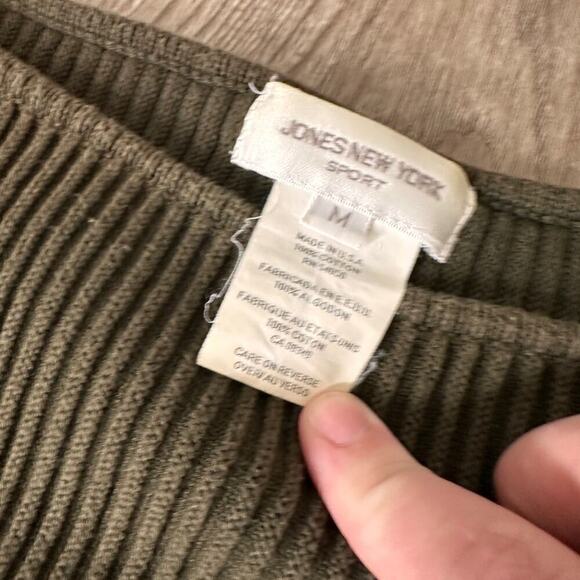 Vintage Y2k Green Ribbed Long Sleeve Sweater Slouchy grandpa size M oversized - Picture 10 of 11